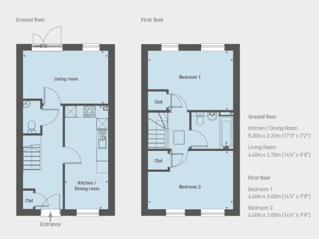 Floor plan 2 bedroom house - artist's impression subject to change